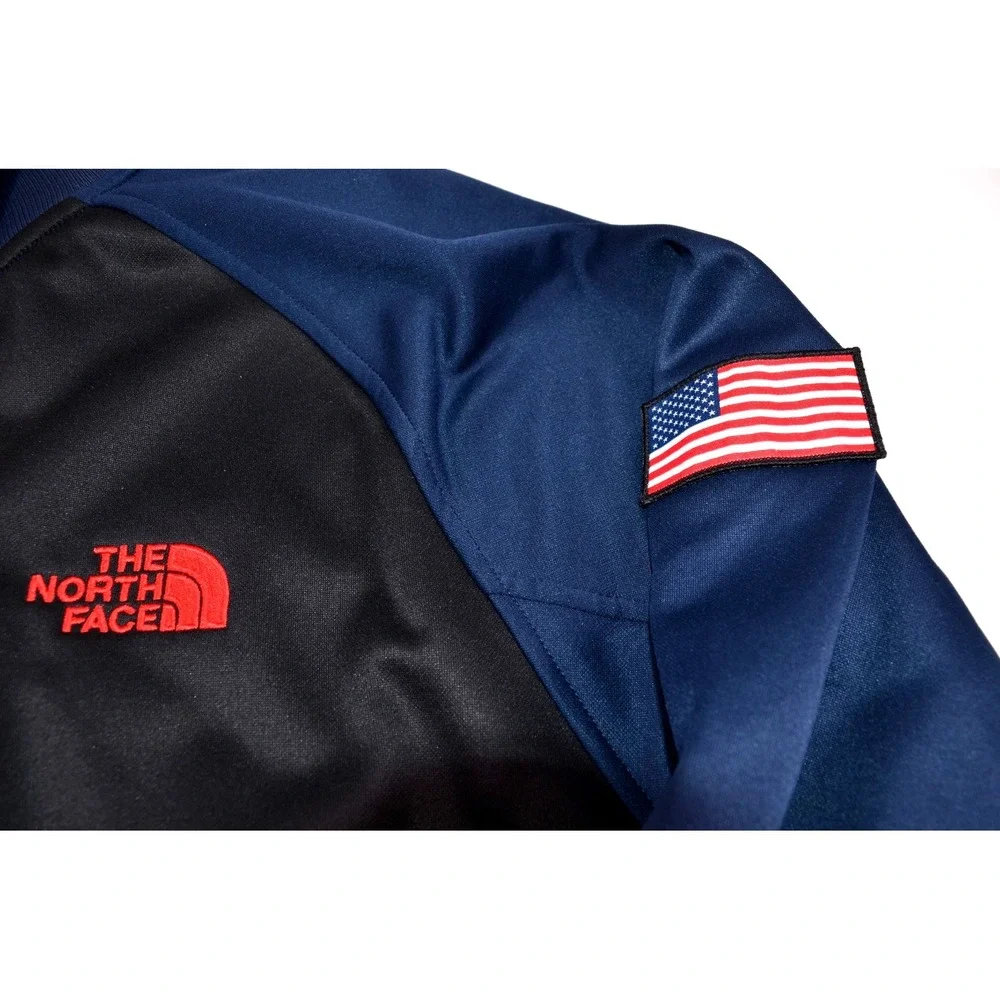 The North Face Full Zip Jacket Mens XL Black & Blue Polyester USA American Flag
